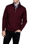 Tailorbyrd Fleece Quarter Zip Jacket In Burgundy