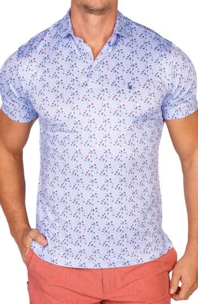 Tailorbyrd Floral Bloom Performance Golf Polo In Blue