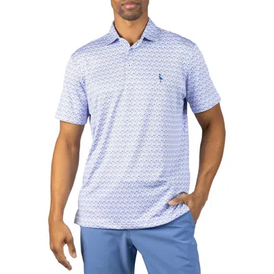 Tailorbyrd Floral Chain Print Performance Polo In Blue