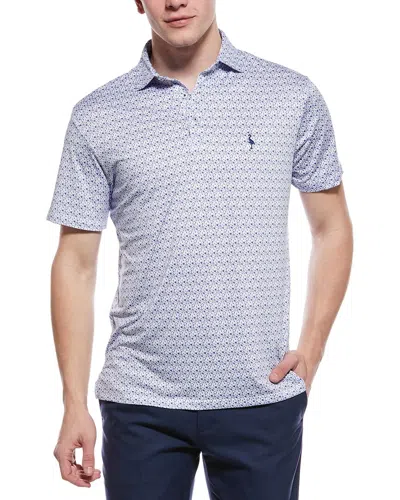 Tailorbyrd Floral Chain Printed Performance Polo Shirt In Blue