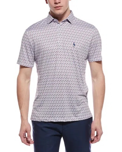 Tailorbyrd Floral Chain Printed Performance Polo Shirt In Red