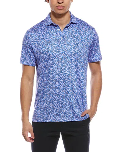 Tailorbyrd Floral Dreams Printed Performance Polo Shirt In Blue
