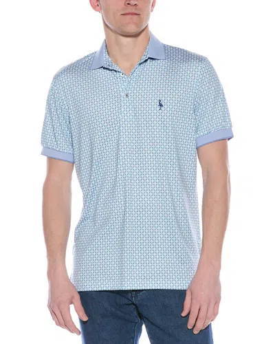 Tailorbyrd Floral Geo Performance Polo Shirt In Blue