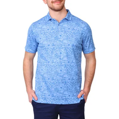 Tailorbyrd Floral Modal Blend Polo In Oxford Blue