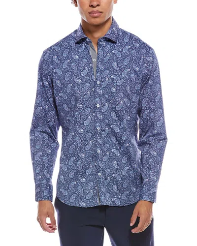 Tailorbyrd Floral Paisley Shirt In Blue