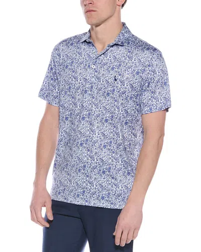 Tailorbyrd Floral Performance Polo Shirt In Blue