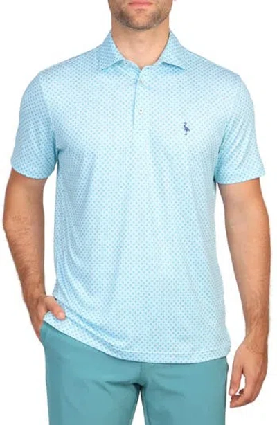 Tailorbyrd Floral Print Performance Polo In Seafoam
