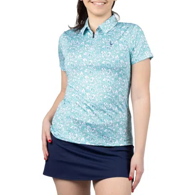 Tailorbyrd Floral Print Quarter Zip Polo In Green
