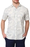 Tailorbyrd Floral Print Seersucker Short Sleeve Shirt In White