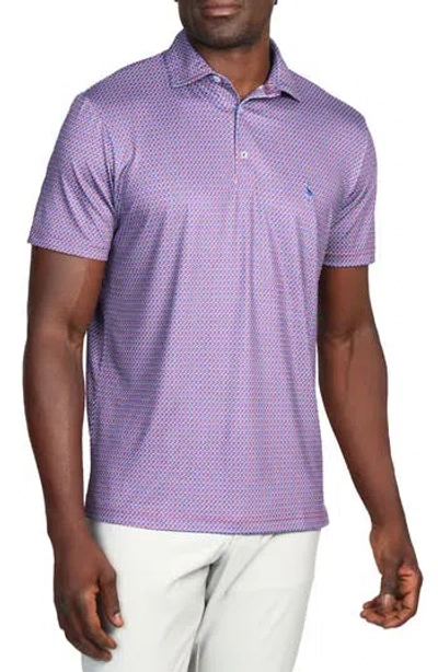Tailorbyrd Football Print Performance Polo In Burgundy