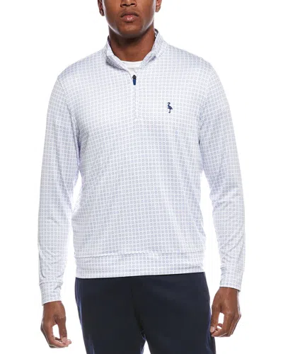 Tailorbyrd Four Squared Geo Printed Performance 1/4-zip Pullover In White