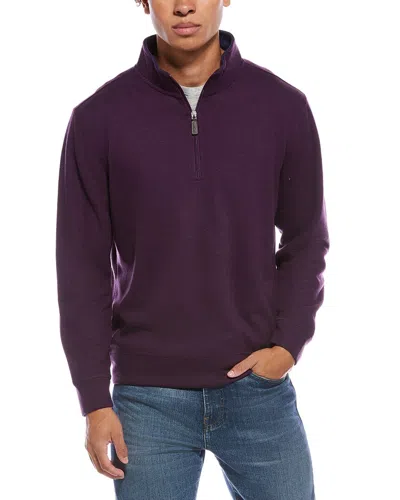 Tailorbyrd French Rib 1/4-zip Mock Neck Pullover In Purple