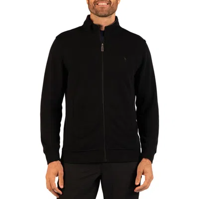 Tailorbyrd French Rib Full Zip Sweater In Black