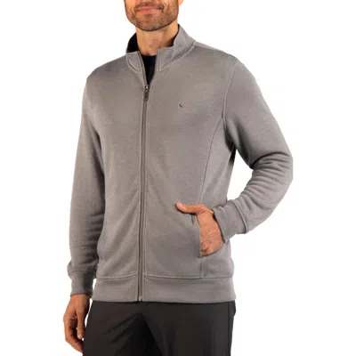 Tailorbyrd French Rib Full Zip Sweater In Gray