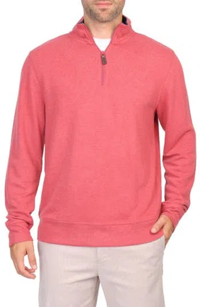 Tailorbyrd French Rib Quarter Zip Pullover In Burnt Orange