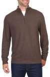 Tailorbyrd French Rib Quarter Zip Pullover In Chocolate Brown