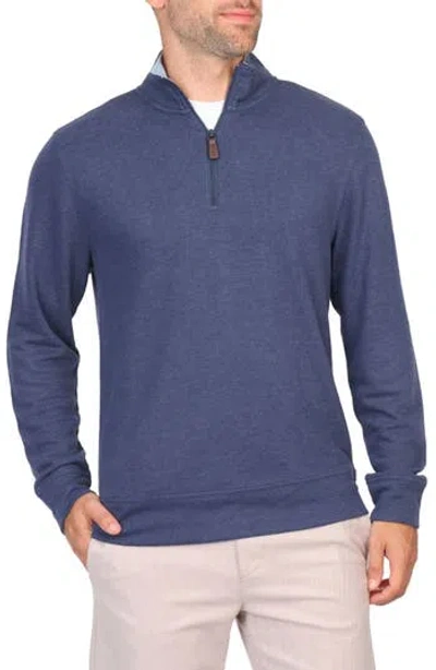 Tailorbyrd French Rib Quarter Zip Pullover In Navy