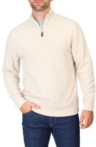 Tailorbyrd French Rib Quarter Zip Pullover In Oatmeal Heather