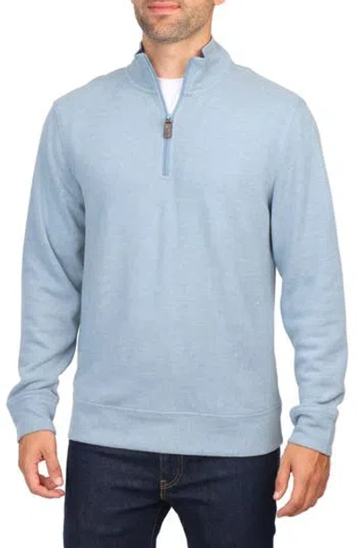 Tailorbyrd French Rib Quarter Zip Pullover In Slate Blue