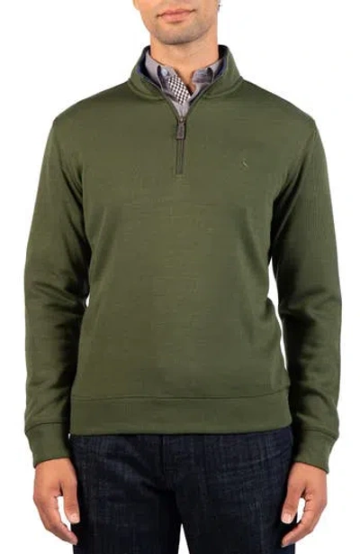Tailorbyrd French Rib Quarter Zip Sweater In Army Green