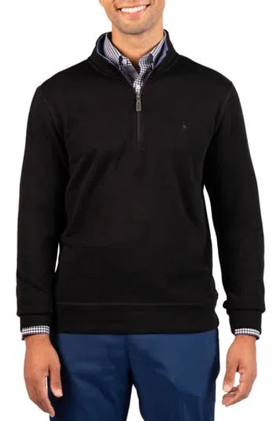 Tailorbyrd French Rib Quarter Zip Sweater In Black