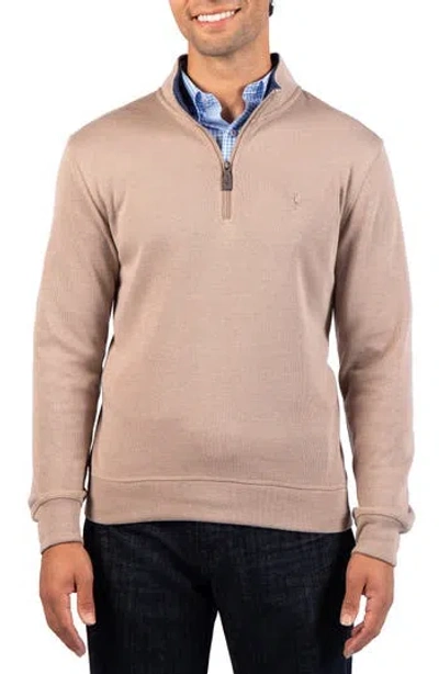 Tailorbyrd French Rib Quarter Zip Sweater In Camel