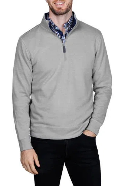 Tailorbyrd French Rib Quarter Zip Sweater In Gray