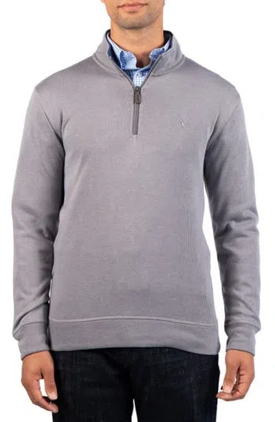 Tailorbyrd French Rib Quarter Zip Sweater In Gray