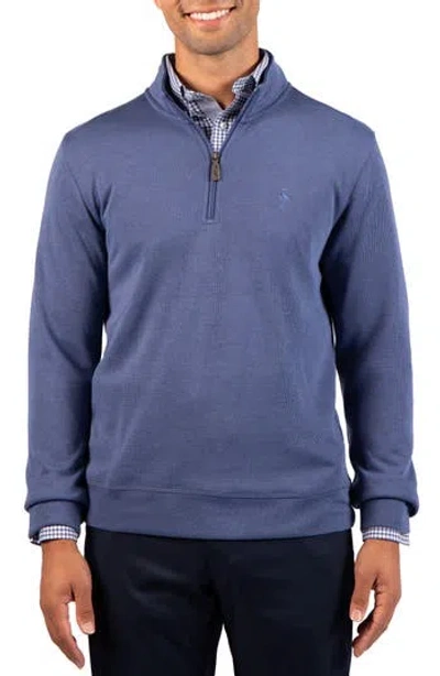 Tailorbyrd French Rib Quarter Zip Sweater In Gray Blue