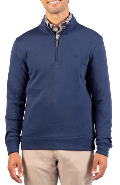 Tailorbyrd French Rib Quarter Zip Sweater In Navy