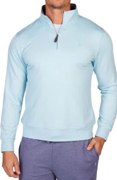 Tailorbyrd French Terry Quarter Zip Pullover In Blue