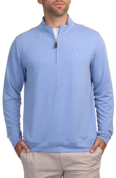 Tailorbyrd French Terry Quarter Zip Pullover In Blue Byrd