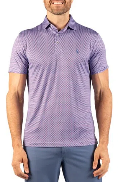 Tailorbyrd Geo Floral Performance Polo In Sapphire Blue