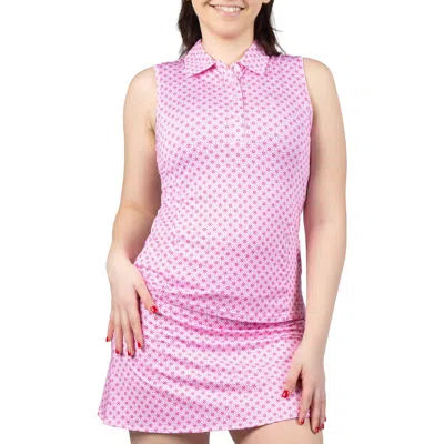Tailorbyrd Geo Floral Polo Tank In Pink