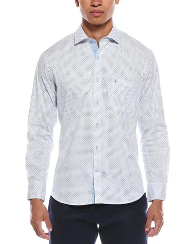 Tailorbyrd Geo Floral Print Shirt In White