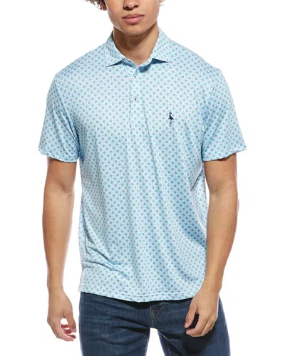 Tailorbyrd Geo Floral Printed Performance Polo Shirt In Blue
