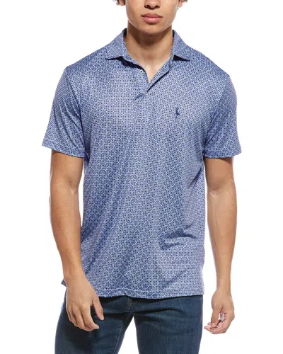 Tailorbyrd Geo Floral Printed Performance Polo Shirt In Blue