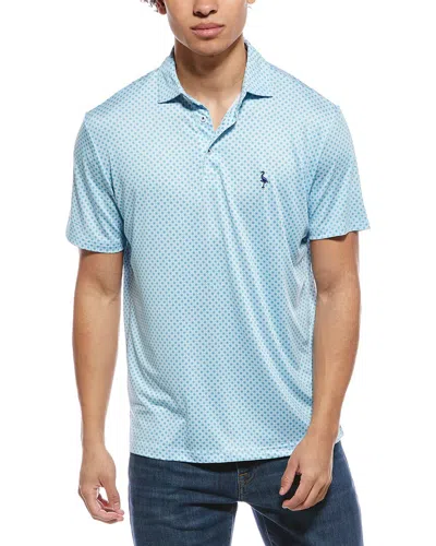 Tailorbyrd Geo Floral Printed Performance Polo Shirt In Blue