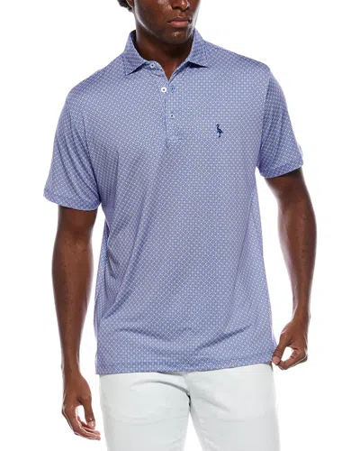Tailorbyrd Geo Floral Printed Performance Polo Shirt In Blue