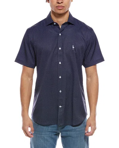 Tailorbyrd Geo Floral Printed Performance Shirt In Blue