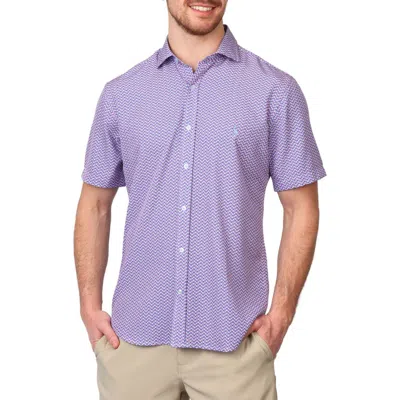 Tailorbyrd Geo Lux Performance Short Sleeve Shirt In Blue