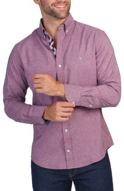 Tailorbyrd Geo Print Stretch Button-down Shirt In Burgundy