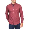 Tailorbyrd Geo Print Stretch Button-down Shirt In Burgundy