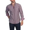 Tailorbyrd Geo Print Stretch Button-down Shirt In Wine