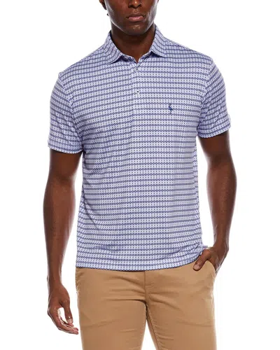 Tailorbyrd Geo Stars Printed Performance Polo Shirt In Blue