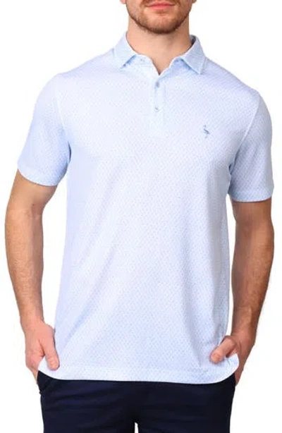 Tailorbyrd Geometric Floral Modal Blend Polo In Sky Blue