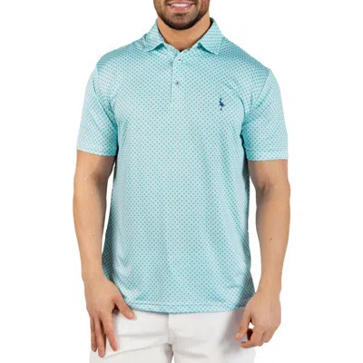 Tailorbyrd Geometric Floral Print Performance Polo In Green