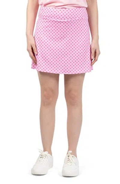 Tailorbyrd Geometric Floral Print Performance Skort In Pink