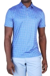Tailorbyrd Geometric Print Performance Polo In Admiral Blue