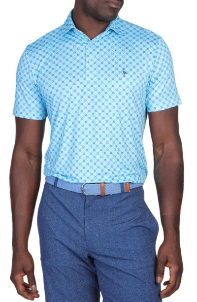 Tailorbyrd Geometric Print Performance Polo In Fresh Mint